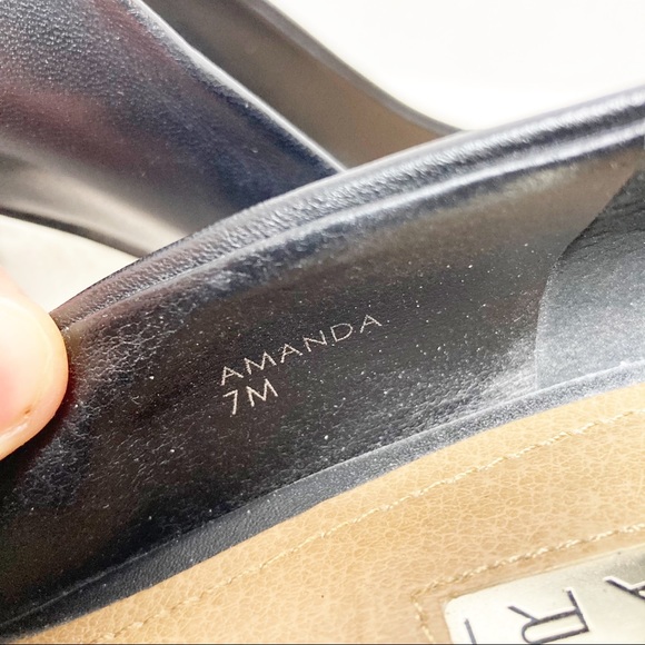 Tahari Amanda Black Leather Block Heel Pumps sz 7 - Picture 4 of 8